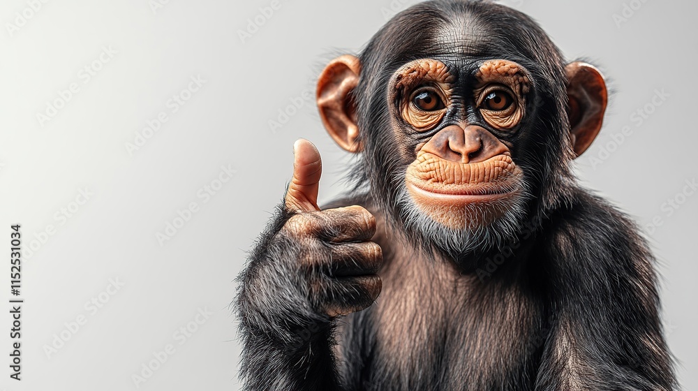 Happy young chimpanzee giving thumbs up. Happy young chimpanzee giving thumbs up.