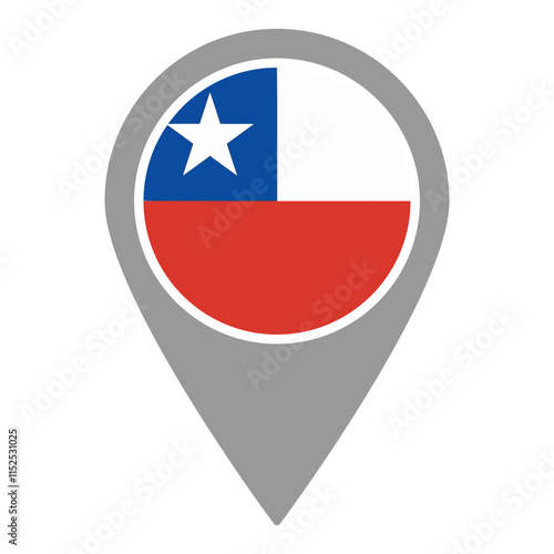 Chile flag location pin, flag application, Flag on Location Pin, graphic design, map pointer, vector illustration.