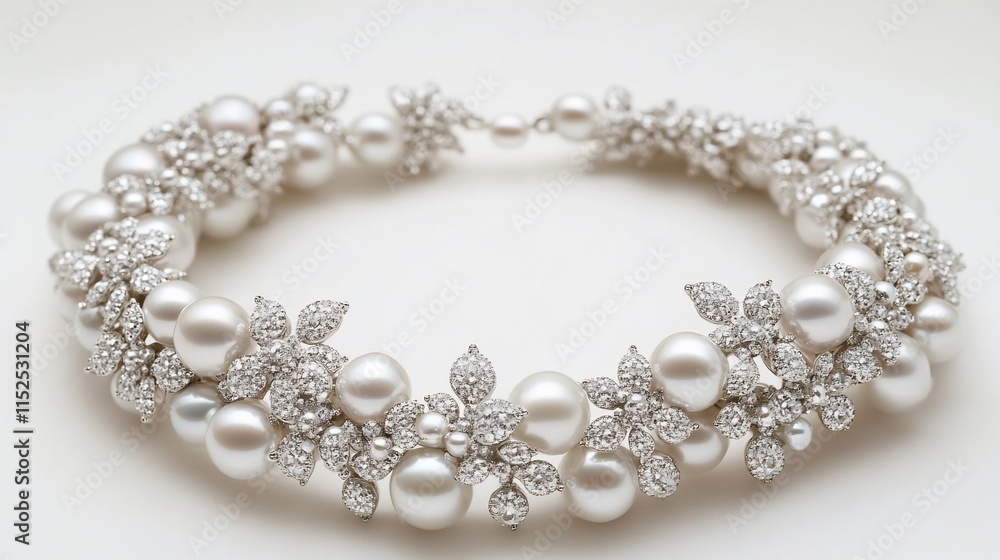 Elegant pearl and diamond necklace. Elegant pearl and diamond necklace.