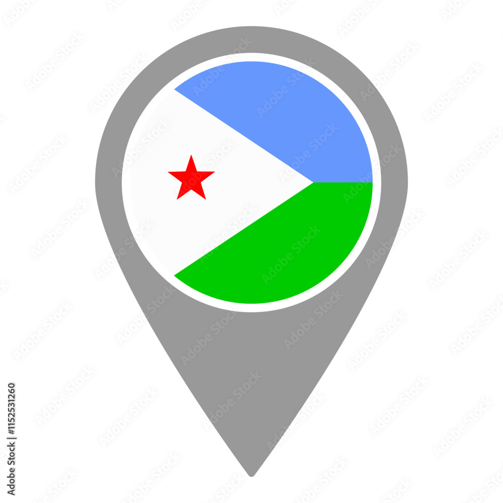 Djibouti flag location pin, flag application, Flag on Location Pin, graphic design, map pointer, vector illustration. Djibouti flag location pin, flag application, Flag on Location Pin, graphic design, map pointer, vector illustration.