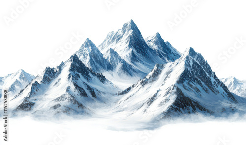 Wallpaper Mural Snowy mountain peaks with misty valleys, winter landscape, majestic alpine scenery, frozen wilderness, cold weather, travel adventure, natural beauty, isolated on transparent background Torontodigital.ca