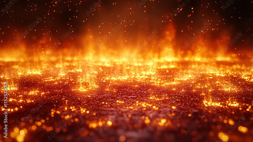 Naklejka premium A close-up of burning fire logs with a blurred chaotic background symbolizing warmth, energy, transformation, and the uncontrollable nature of fire in a moment of intense movement and unpredictability