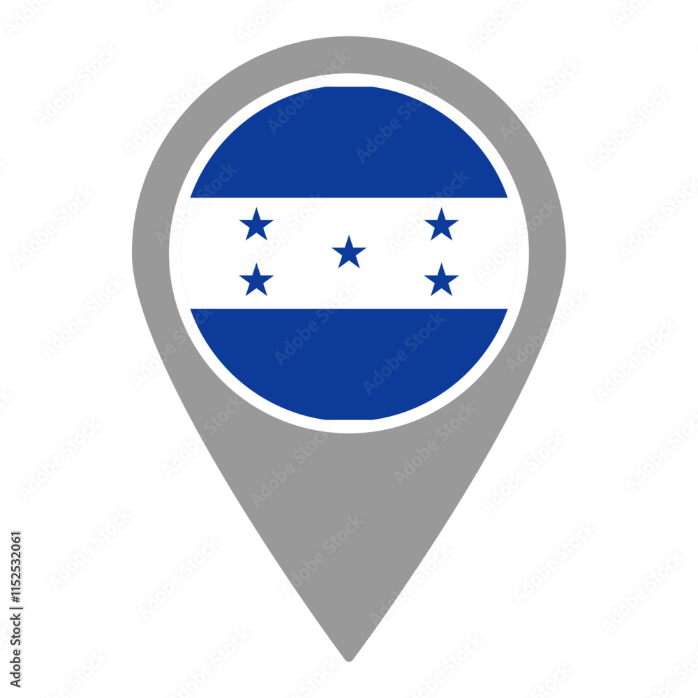 Honduras flag location pin, flag application, Flag on Location Pin, graphic design, map pointer, vector illustration. Honduras flag location pin, flag application, Flag on Location Pin, graphic design, map pointer, vector illustration.