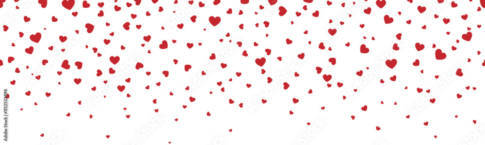 Seamless red confetti heart border for Valentine’s Day background, banner, card, invitation, packaging, falling heart frame ,cut out, isolated on transparent background, vector illustration. Seamless red confetti heart border for Valentine’s Day background, banner, card, invitation, packaging, falling heart frame ,cut out, isolated on transparent background, vector illustration.