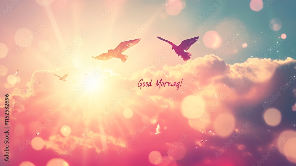Fototapeta premium Birds in Flight: A Serene Sunrise