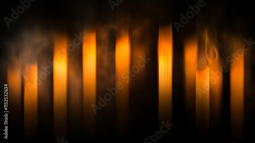 A close-up of burning fire logs with a blurred chaotic background symbolizing warmth, energy, transformation, and the uncontrollable nature of fire in a moment of intense movement and unpredictability photo