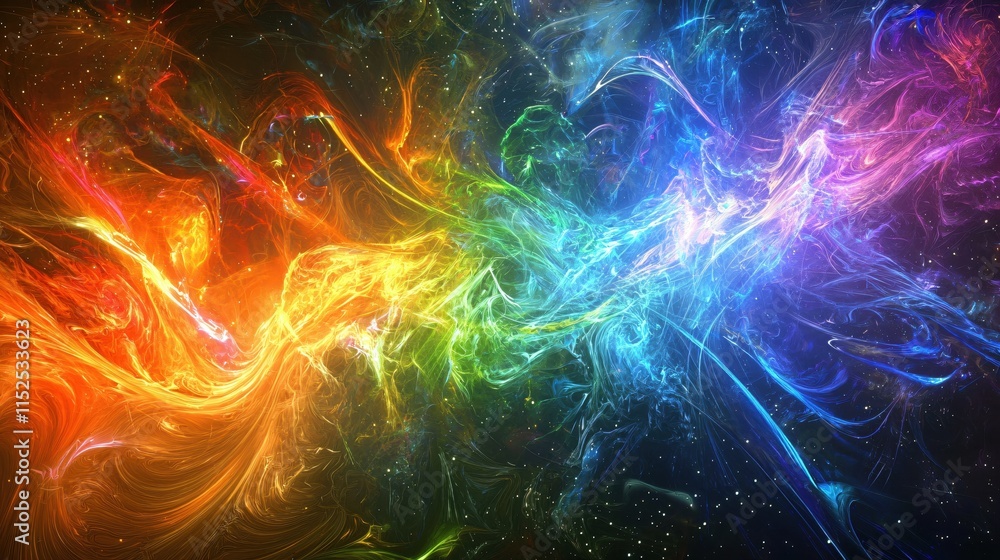 Obraz premium Vibrant Cosmic Swirls of Colorful Light and Energy in a Universe of Imagination