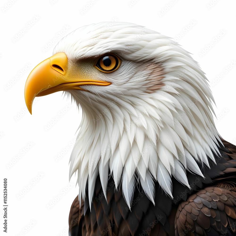 Bald american eagle isolated with white background Bald american eagle isolated with white background