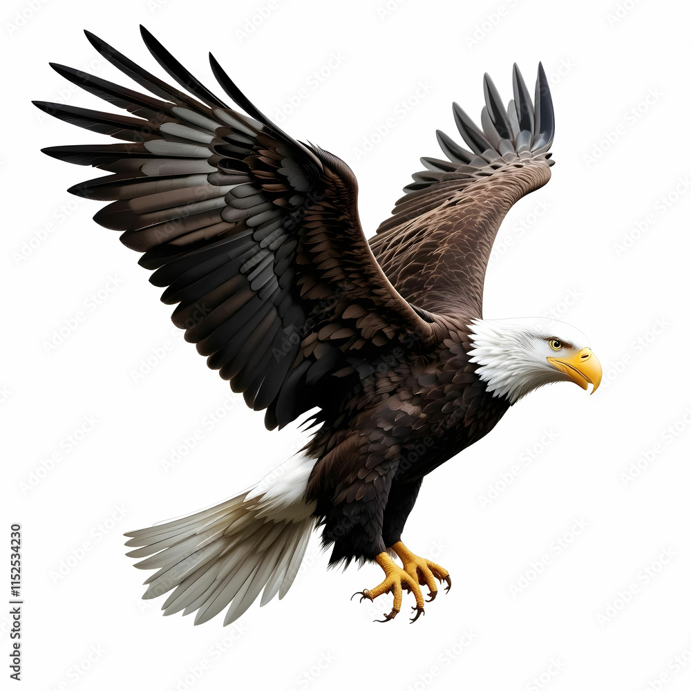 Bald american eagle isolated with white background Bald american eagle isolated with white background