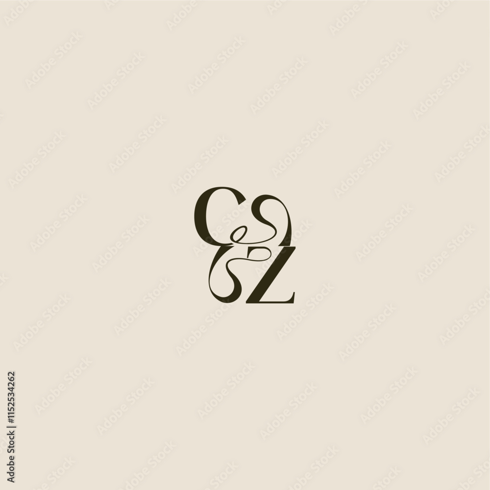 dynamic line monogram logo luxurious concept CZ elegant wedding letter dynamic line monogram logo luxurious concept CZ elegant wedding letter