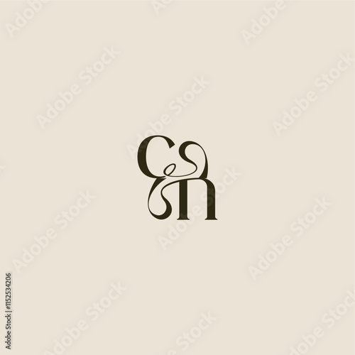 dynamic line monogram logo luxurious concept CN elegant wedding letter