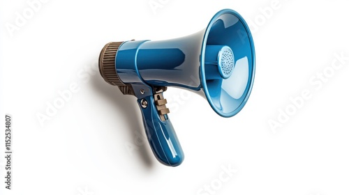 Blue megaphone icon for communication and announcements photo