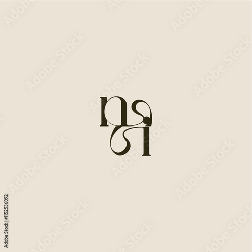 dynamic line monogram logo luxurious concept NI elegant wedding letter