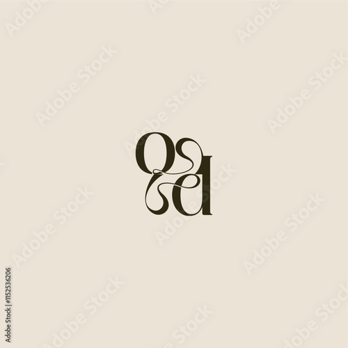 dynamic line monogram logo luxurious concept OD elegant wedding letter