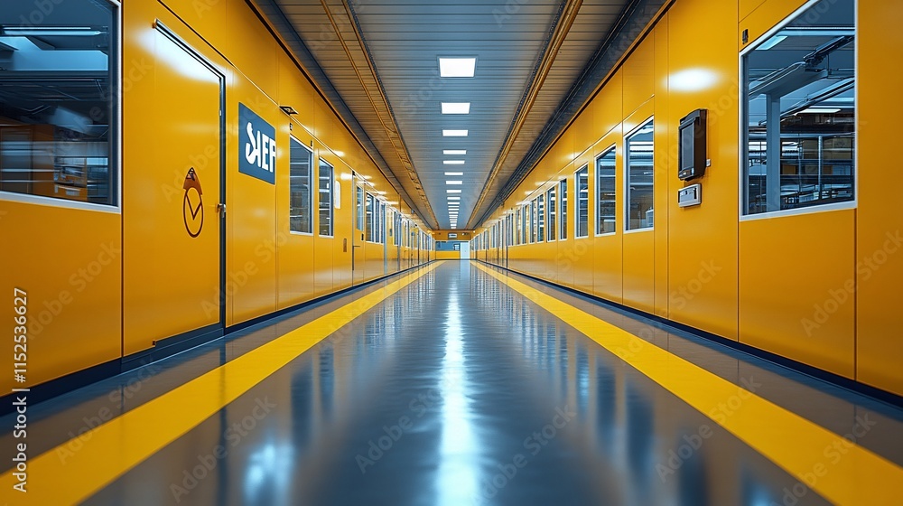 Obraz premium Safety illustrated a secure environment showcasing hazard prevention strategies and security measures in a brightly colored workspace