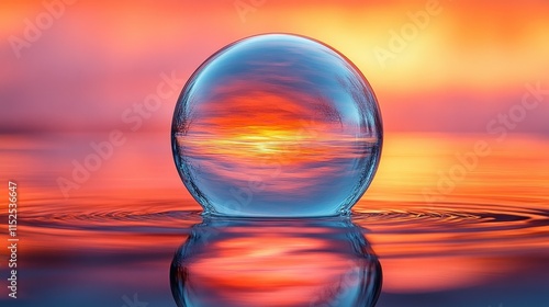 Wallpaper Mural Glass sphere reflecting sunset on water. Torontodigital.ca