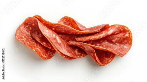 Savory slices of cured meat arranged on a white surface photo