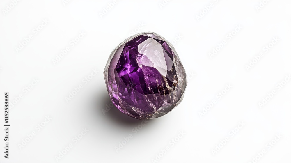 Vibrant purple gemstone on a clean white background Vibrant purple gemstone on a clean white background