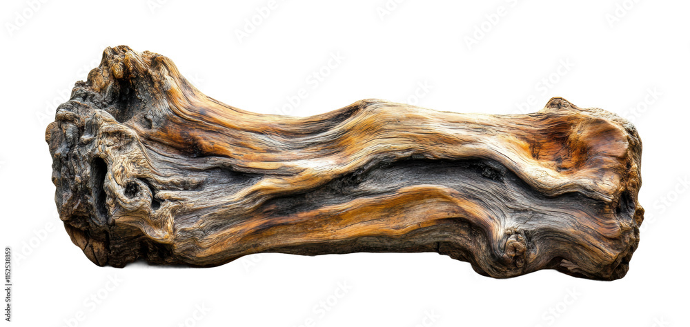 Large weathered driftwood log with detailed knots and grain texture isolated on white. Rustic wooden nature element for design, beach wood texture isolated on transparent background Large weathered driftwood log with detailed knots and grain texture isolated on white. Rustic wooden nature element for design, beach wood texture isolated on transparent background