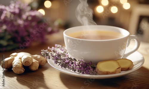 Wallpaper Mural Aromatic herbal tea with ginger and lavender. Torontodigital.ca