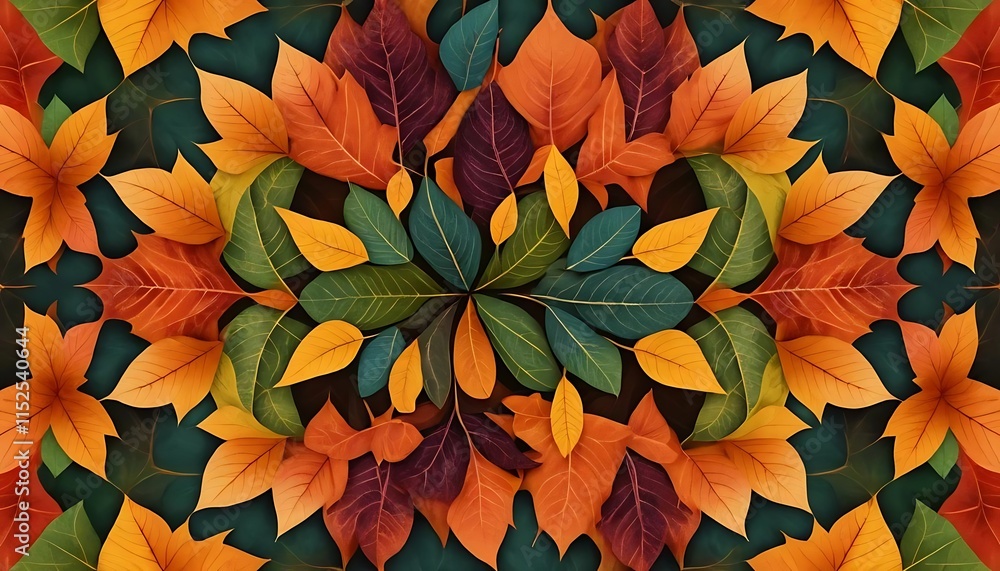Autumn Leaves Symmetrical Pattern Design Autumn Leaves Symmetrical Pattern Design