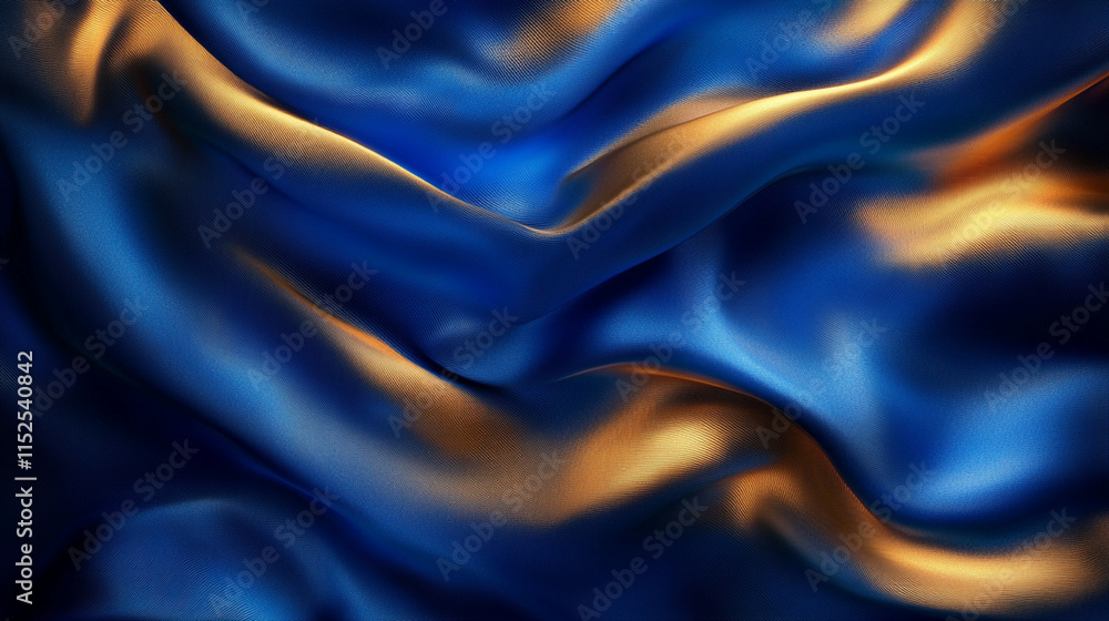 Fototapeta premium Stunning Blue and Gold Silk Fabric Texture