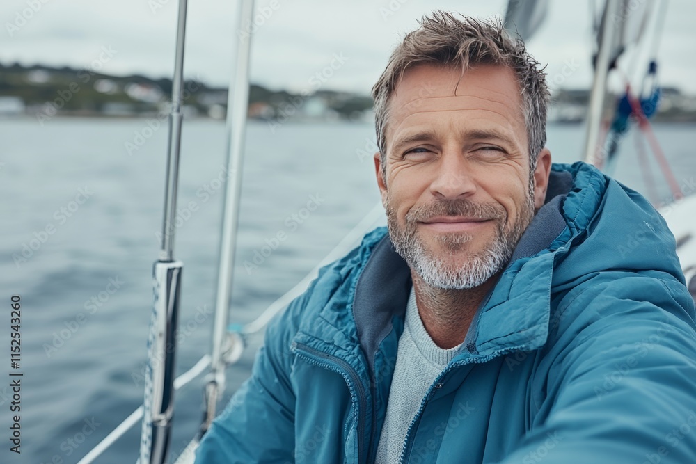 A man in a sailing adventure. Generative AI A man in a sailing adventure. Generative AI