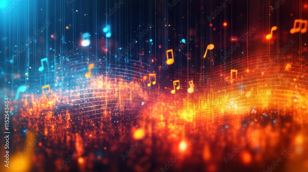 Vibrant Abstract Background with Colorful Notes and Musical Symbols Vibrant Abstract Background with Colorful Notes and Musical Symbols