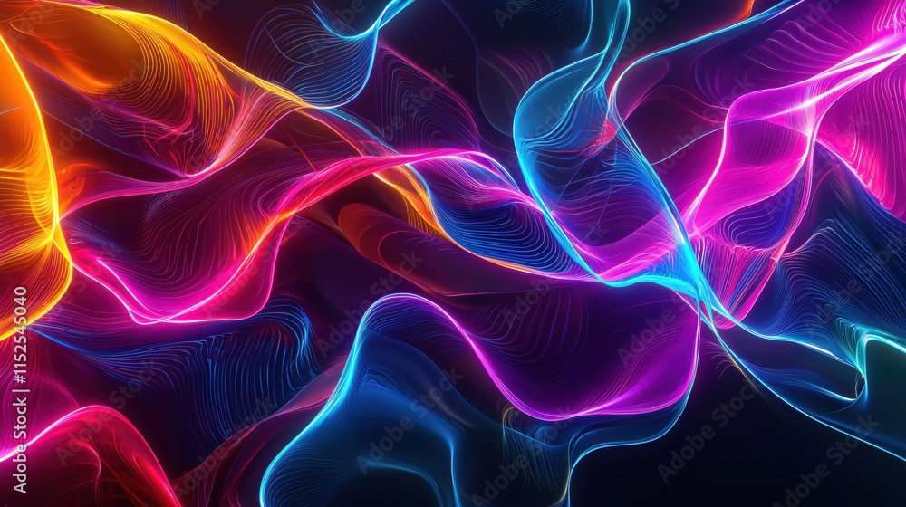 Fototapeta premium Colorful Abstract Light Waves with Flowing Patterns and Vibrant Neon Glow Effects