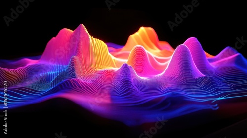 Abstract Colorful Waveform Visuals on Black Background