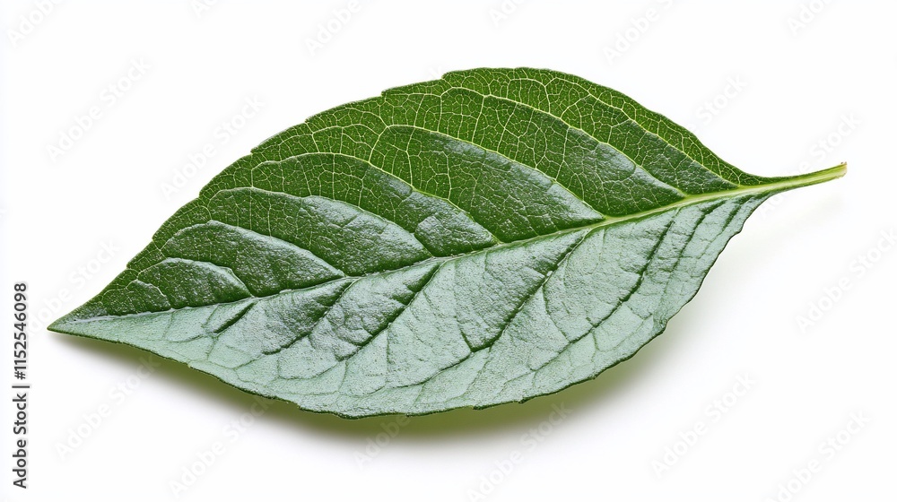 Obraz premium Single green leaf isolated on white background.