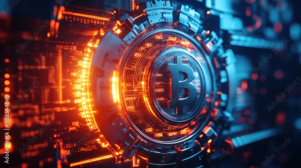 Futuristic Bitcoin Technology with Glowing Elements and Digital Patterns Futuristic Bitcoin Technology with Glowing Elements and Digital Patterns