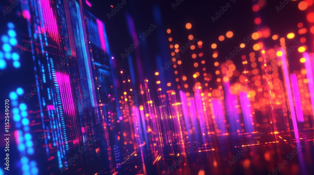Fototapeta premium Vibrant Abstract Digital Background with Colorful Light Patterns