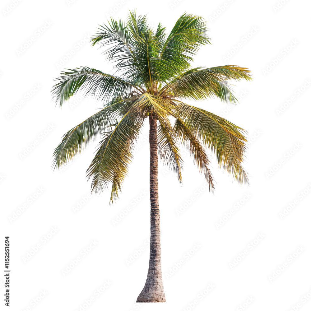 Obraz premium Majestic Coconut Palm Tree Isolated on Black Background Tropical Paradise Image