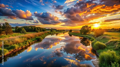 Wallpaper Mural Peaceful sunset colors a winding river, nature's tranquility reflected in still waters. Torontodigital.ca