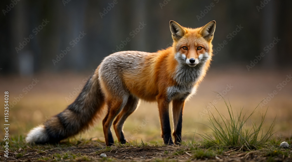 Fototapeta premium Majestic Fox Standing in a Natural Forest Setting