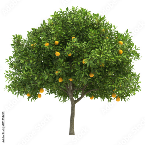 Lush Orange Tree Abundantly Bearing Ripe Fruit Against a Black Background