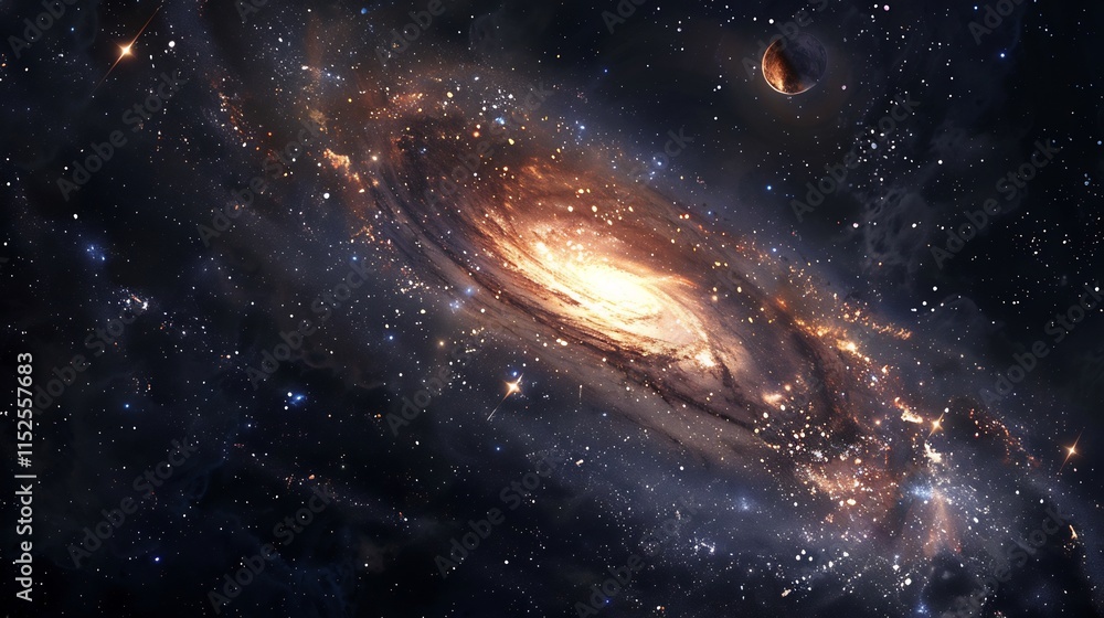 Obraz premium Cosmic Spiral Galaxy: A Celestial Tapestry of Stars and Nebulae