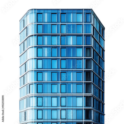 a modern. high-rise office building with a glass facade the building is isolated on a transparent background photo