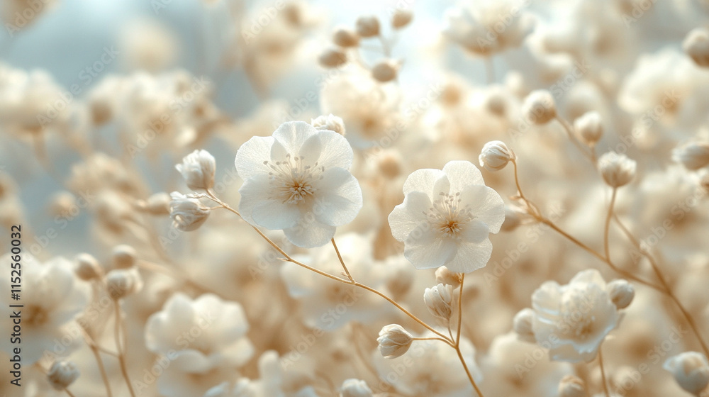 A close-up shot of delicate Gypsophila dry little white flowers captured in light macro showing their subtle beauty and fragility with a soft and ethereal quality reflecting the chaotic nature of life A close-up shot of delicate Gypsophila dry little white flowers captured in light macro showing their subtle beauty and fragility with a soft and ethereal quality reflecting the chaotic nature of life