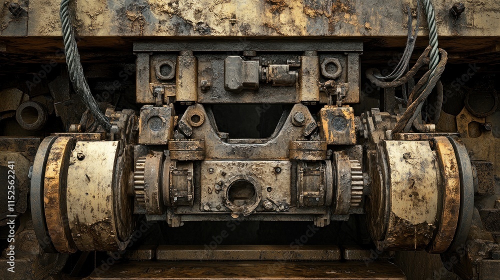 Close-up of industrial machinery components. Close-up of industrial machinery components.