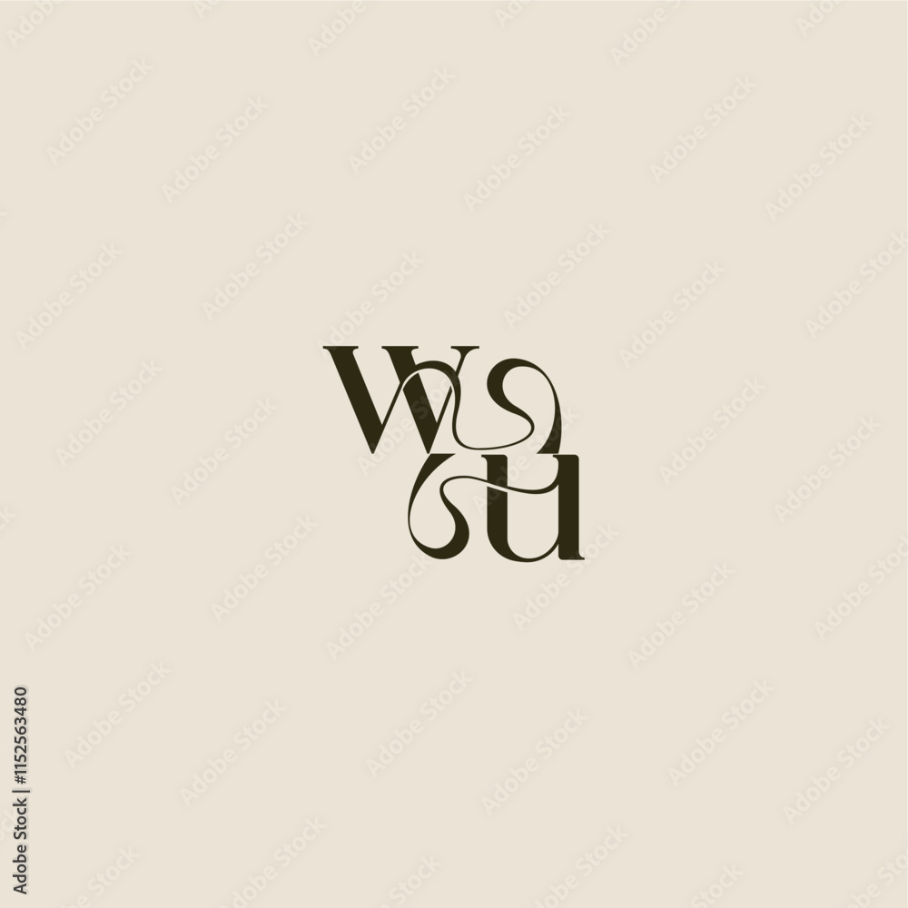luxurious concept WU dynamic line monogram logo letter elegant wedding luxurious concept WU dynamic line monogram logo letter elegant wedding