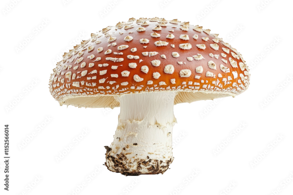a single red-capped mushroom with white spots. isolated on a transparent background a single red-capped mushroom with white spots. isolated on a transparent background