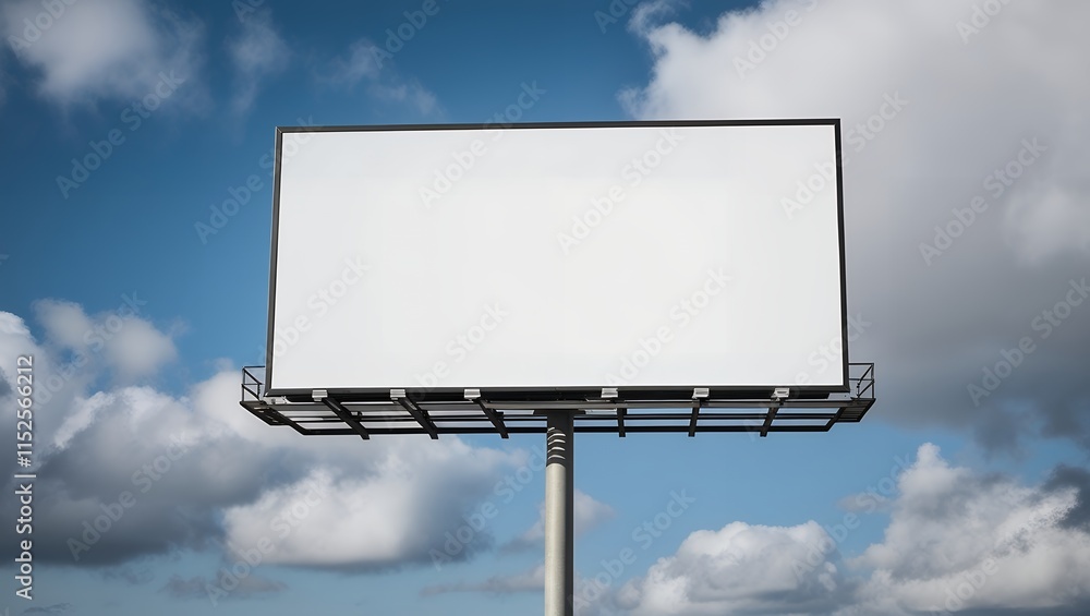 Fototapeta premium advertising blank white billboard on blue sky 