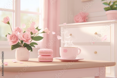 Wallpaper Mural Charming afternoon tea setup cozy home still life bright room close-up relaxation Torontodigital.ca