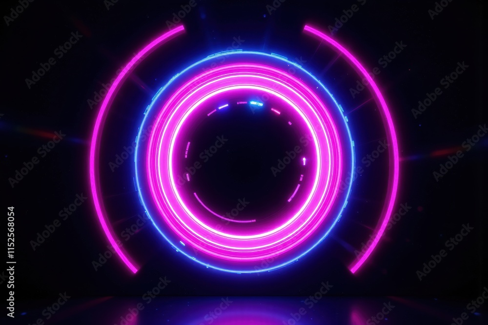 Futuristic Neon Light Circles on Dark Background Futuristic Neon Light Circles on Dark Background