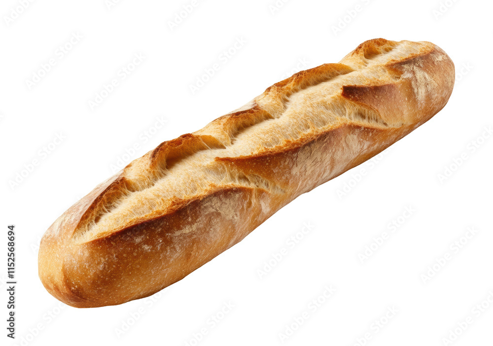 Freshly baked traditional French baguette with crispy crust and golden texture, perfect for bakery, food photography, or culinary projects isolated on transparent background. Freshly baked traditional French baguette with crispy crust and golden texture, perfect for bakery, food photography, or culinary projects isolated on transparent background.