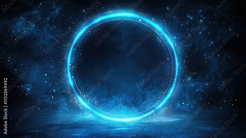 Fototapeta premium Luminous Celestial Ring: A Mystical Blue Nebula