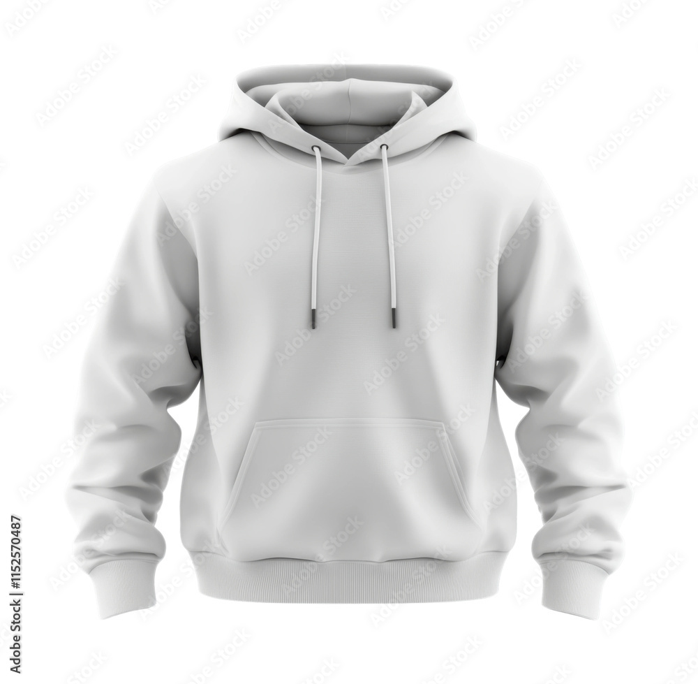 White hoodie sweatshirt with drawstring and pocket, casual fashion clothing, unisex cozy outerwear for everyday wear, comfortable and stylish design isolated on transparent background White hoodie sweatshirt with drawstring and pocket, casual fashion clothing, unisex cozy outerwear for everyday wear, comfortable and stylish design isolated on transparent background