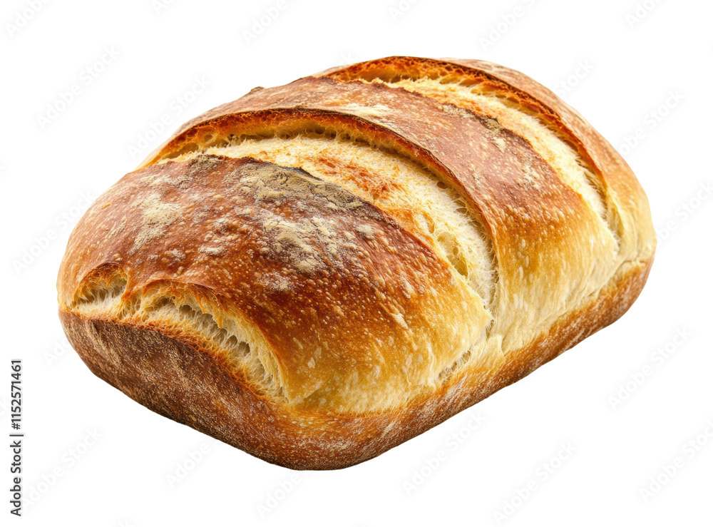 Golden crispy loaf of fresh artisan bread with crusty texture, soft interior, homemade bakery product perfect for breakfast or lunch isolated on transparent background Golden crispy loaf of fresh artisan bread with crusty texture, soft interior, homemade bakery product perfect for breakfast or lunch isolated on transparent background